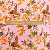 Pound A Metre 3 Metres Silky-Smooth Italian Printed Satin- 45" Wide (Pink Leafs)