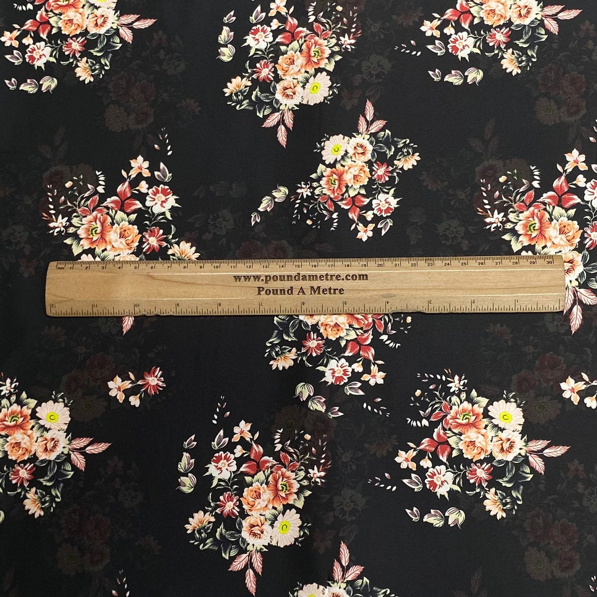 Pound A Metre 3 Metres Silky-Smooth Printed Satin- 45" Wide (Black)