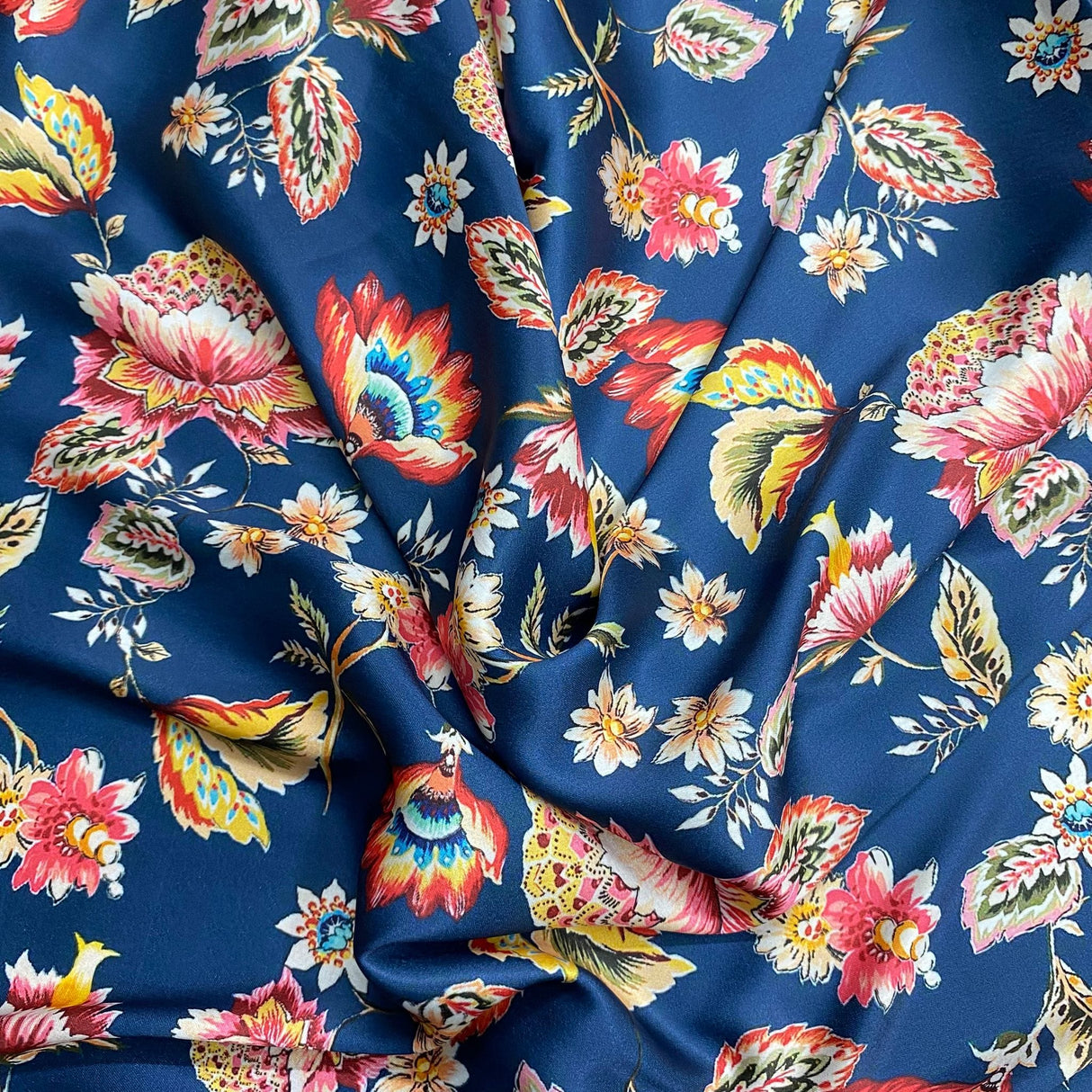 Pound A Metre 3 Metres Silky-Smooth Printed Satin- 45" Wide (Navy)