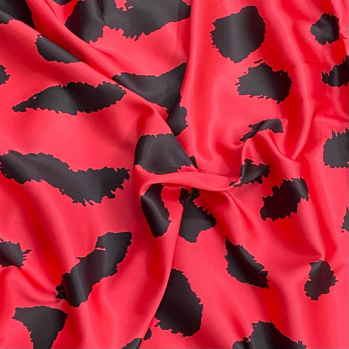 Pound A Metre 3 Metres Silky-Smooth Printed Satin- 45" Wide (Red & Black)