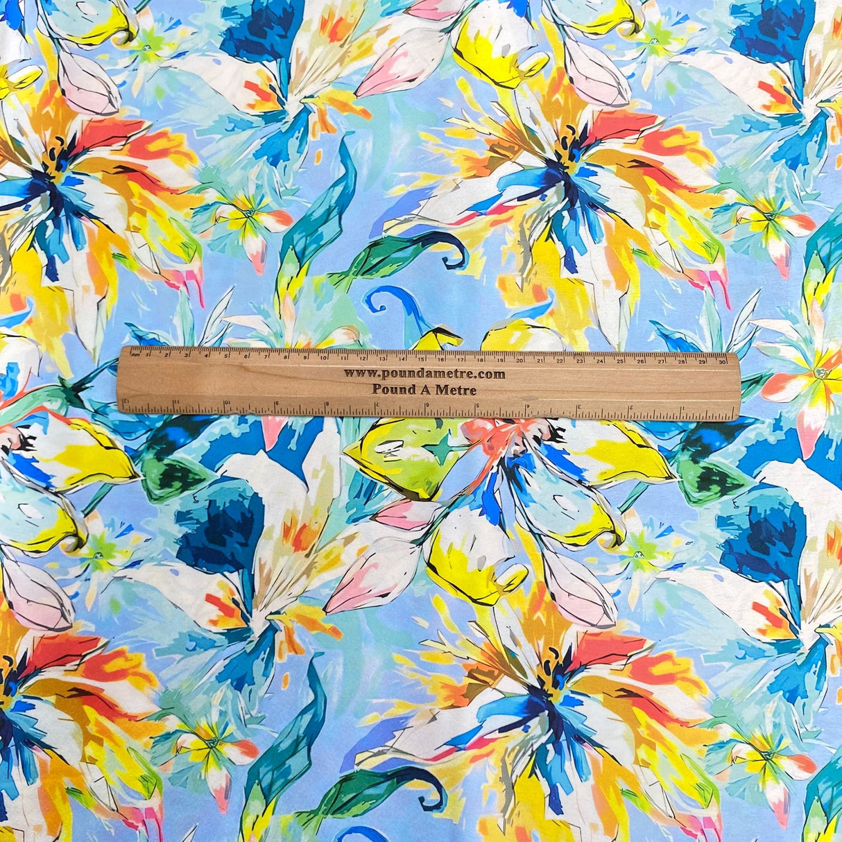 Pound A Metre 3 Metres Silky-Smooth Printed Satin- 45" Wide (Sky Garden)