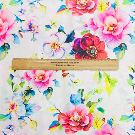 Pound A Metre 3 Metres Silky-Smooth Printed Satin- 45" Wide (White)