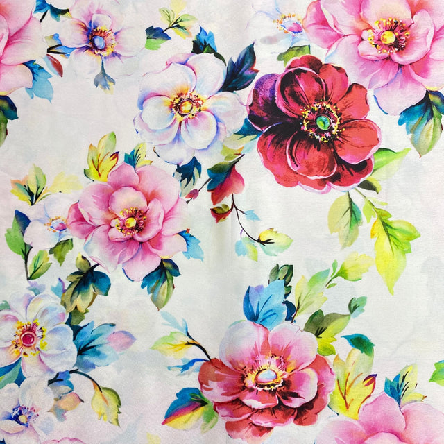 Pound A Metre 3 Metres Silky-Smooth Printed Satin- 45" Wide (White)
