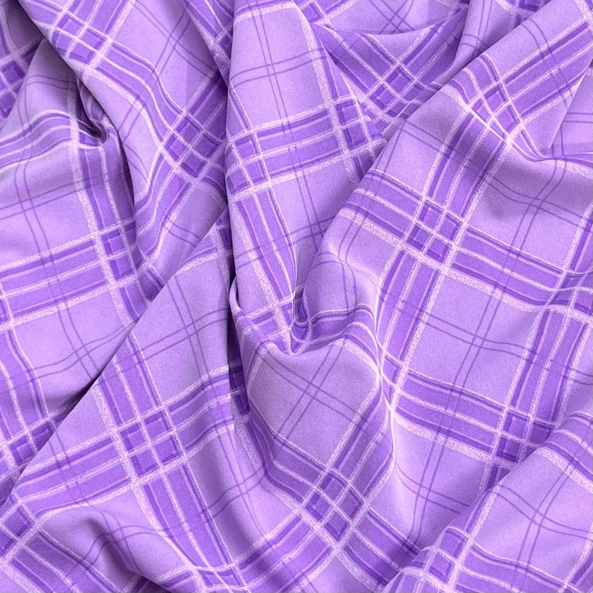Pound A Metre 3 Metres Soft Crepe Jersey   55" Wide (Lilac Square)
