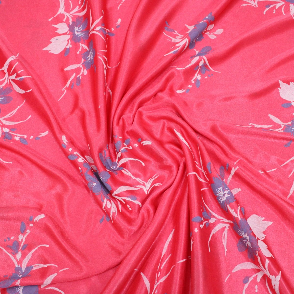 3 Metres Soft Satin Jersey 55" Wide (Pink Flowers) - Pound A Metre