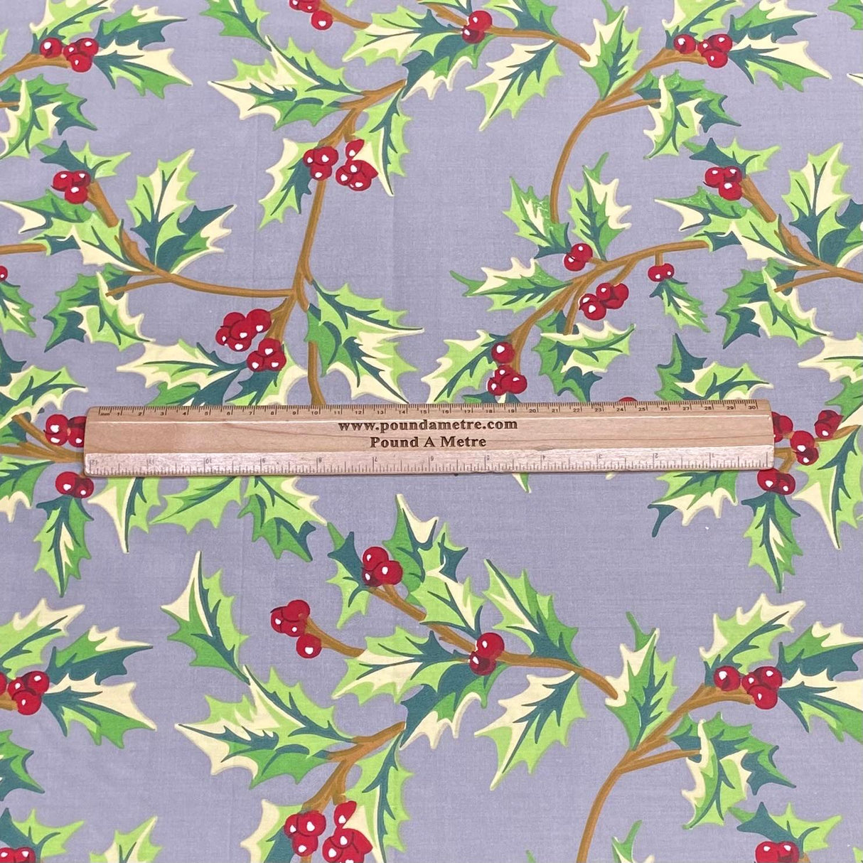 Pound A Metre 3 Metres 3 Metres Super Soft Christmas Print Poplin Cotton - 45" Wide (Mistletoe Grey)