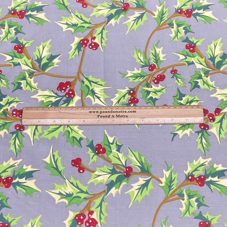 Pound A Metre 3 Metres 3 Metres Super Soft Christmas Print Poplin Cotton - 45" Wide (Mistletoe Grey)