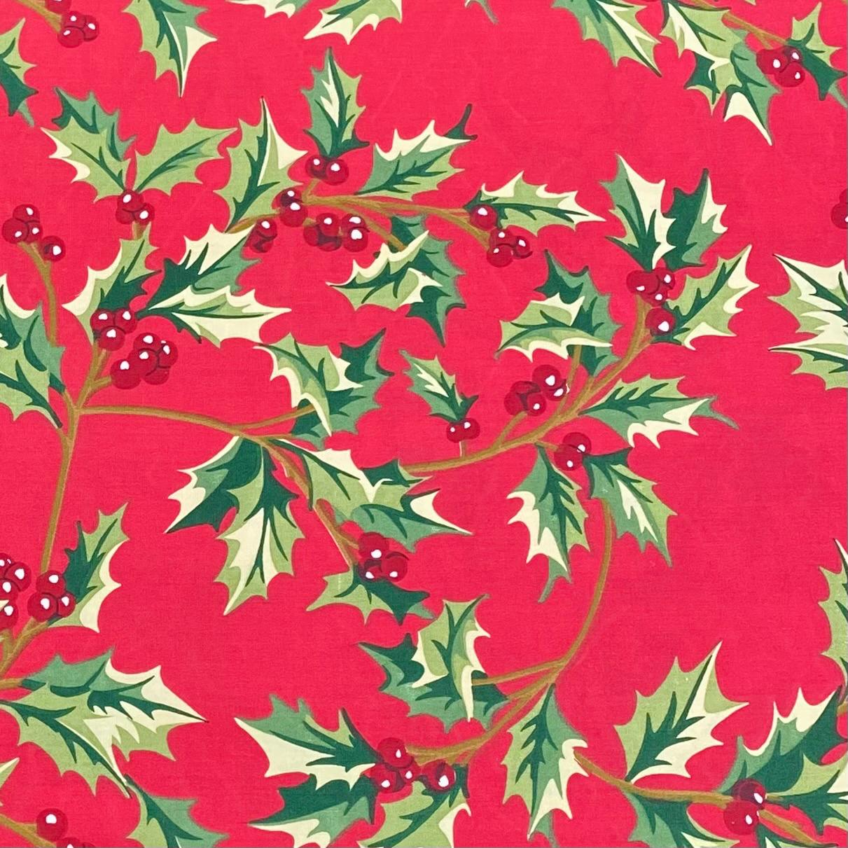 Pound A Metre 3 Metres 3 Metres Super Soft Christmas Print Poplin Cotton - 45" Wide (Mistletoe Red)