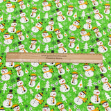 Pound A Metre 3 Metres 3 Metres Super Soft Christmas Print Poplin Cotton - 45" Wide (Snowman Green)