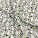 Pound A Metre 3 Metres 3 Metres Super Soft Christmas Print Poplin Cotton - 45" Wide (Snowman Grey)