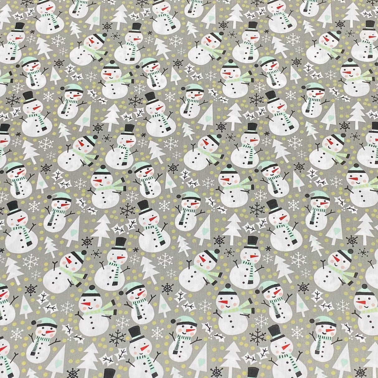 Pound A Metre 3 Metres 3 Metres Super Soft Christmas Print Poplin Cotton - 45" Wide (Snowman Grey)