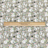 Pound A Metre 3 Metres 3 Metres Super Soft Christmas Print Poplin Cotton - 45" Wide (Snowman Grey)