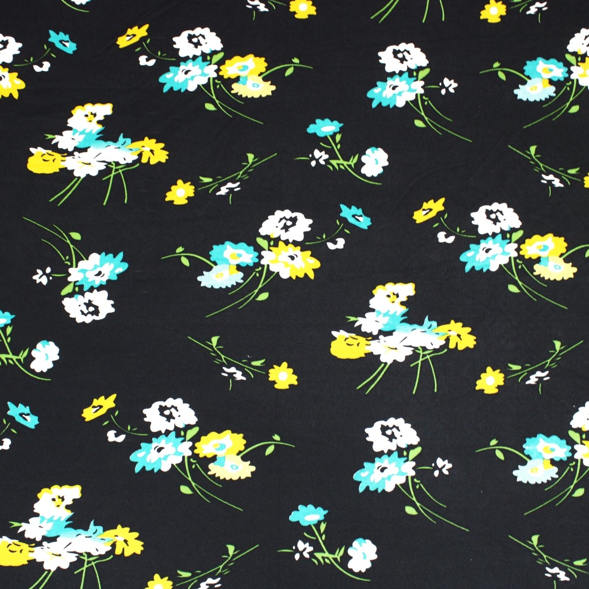 3 Metres Super Soft Polyester Jersey- 55" Wide (Black & Teal) - Pound A Metre