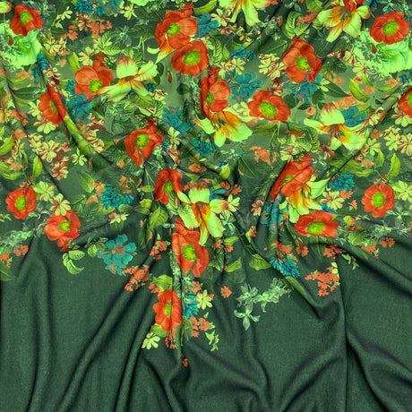 Pound A Metre 3 Metres Super Soft Printed Lycra Jersey   55" Wide (Green)