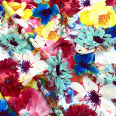 3 Metres Textured Scuba Jersey- 55" Wide (Bright Flowers) - Pound A Metre