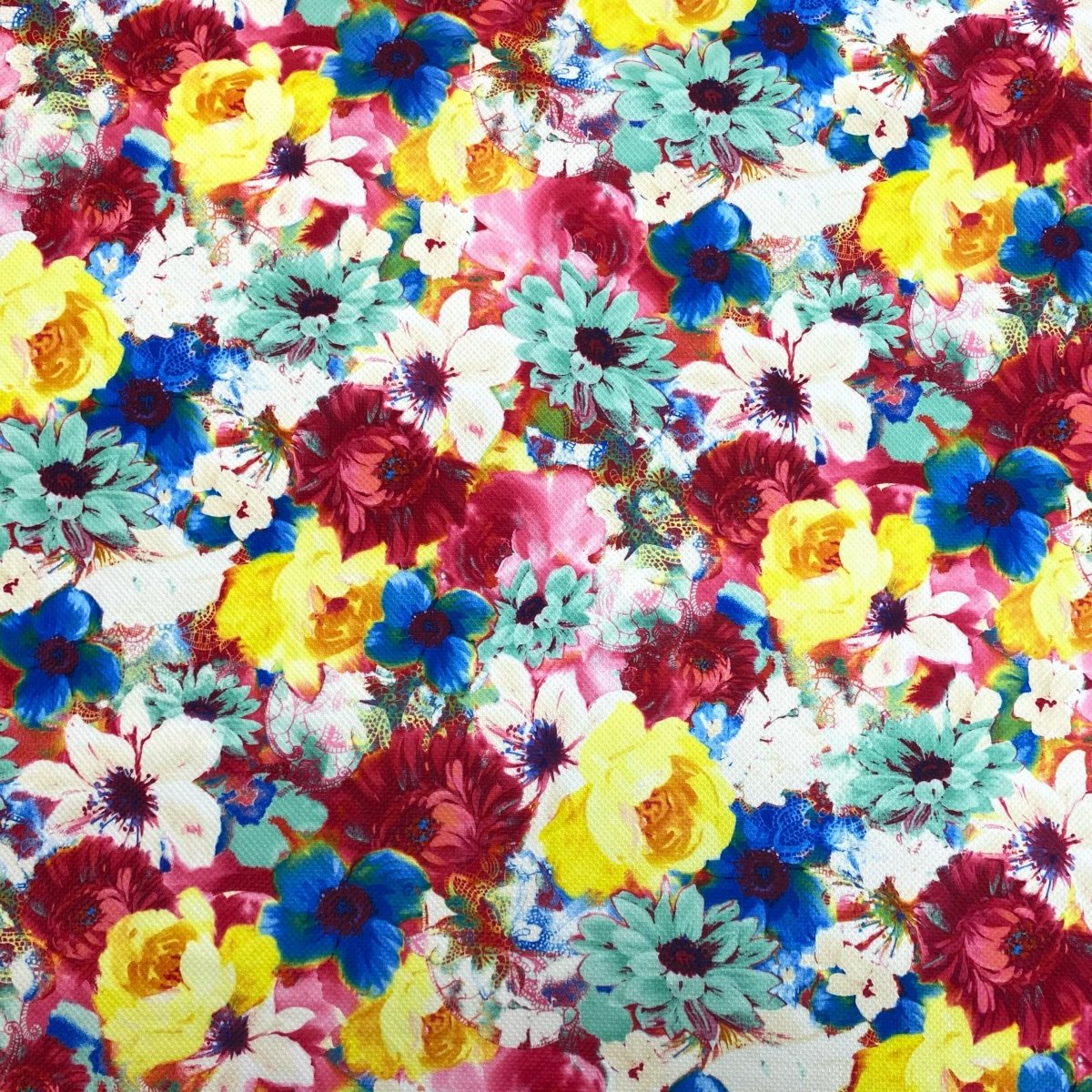 3 Metres Textured Scuba Jersey- 55" Wide (Bright Flowers) - Pound A Metre