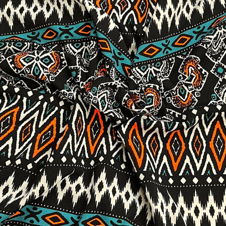 Pound A Metre 3 Metres 3 Metres Textured Scuba Jersey- (Black,Orange & Green)