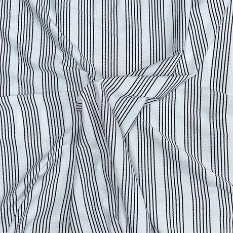 Pound A Metre 3 Metres Textured Scuba Jersey- (Black Pin Stripes)