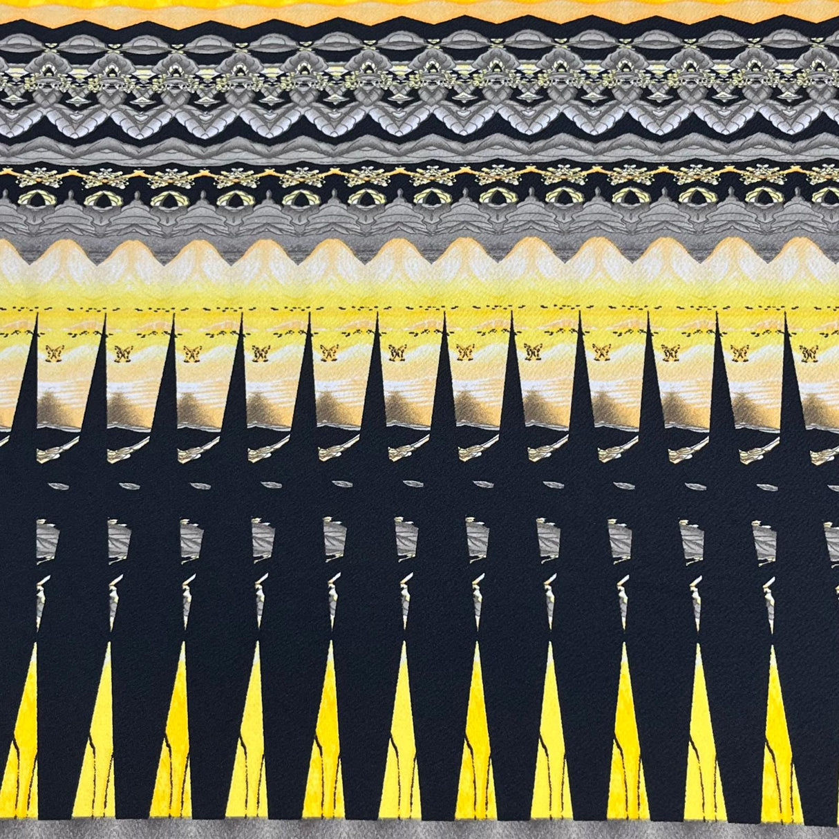 Pound A Metre 3 Metres 3 Metres Textured Scuba Jersey- (Black & Yellow)
