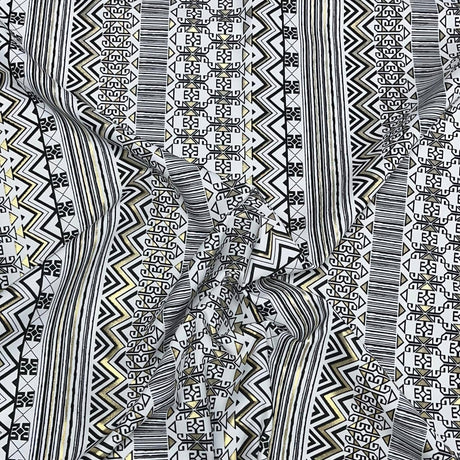 Pound A Metre 3 Metres 3 Metres Textured Scuba Jersey- (White, Black & Gold)