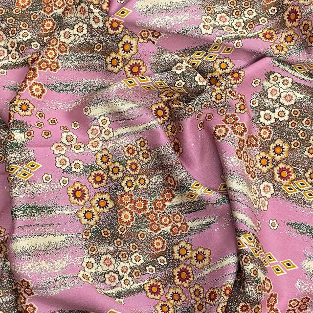 Pound A Metre 3 Metres Winter Printed Viscose Fabric- 55'' Wide - (Mauve)