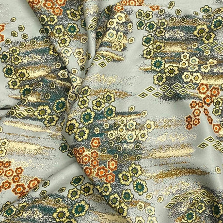 Pound A Metre 3 Metres Winter Printed Viscose Fabric- 55'' Wide - (Pale Green)