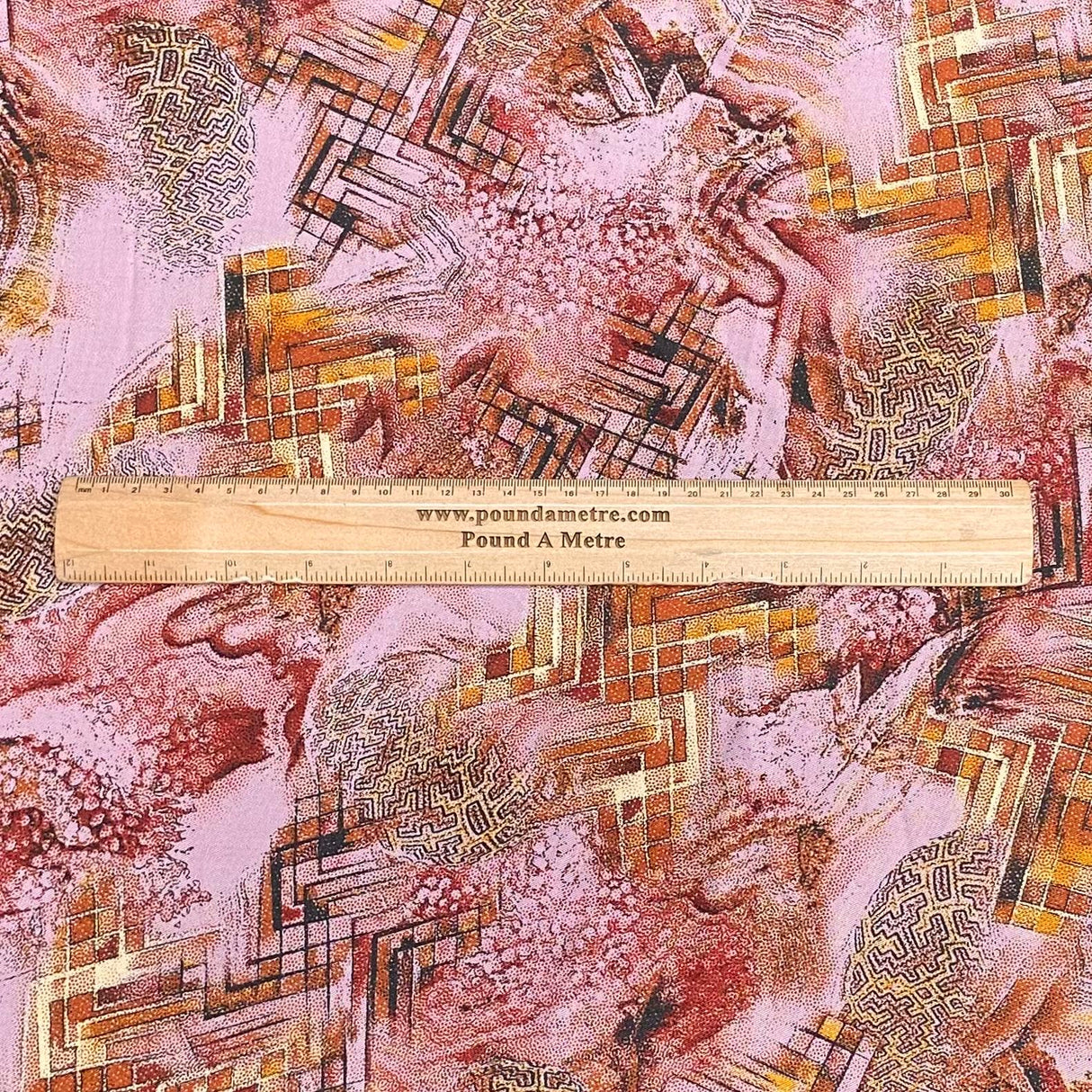 Pound A Metre 3 Metres Winter Printed Viscose Fabric- 55'' Wide - (Pink)