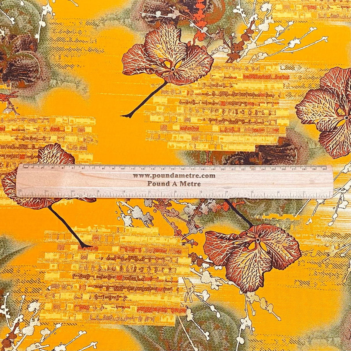 Pound A Metre 3 Metres Winter Printed Viscose Fabric- 55'' Wide - (Yellow)