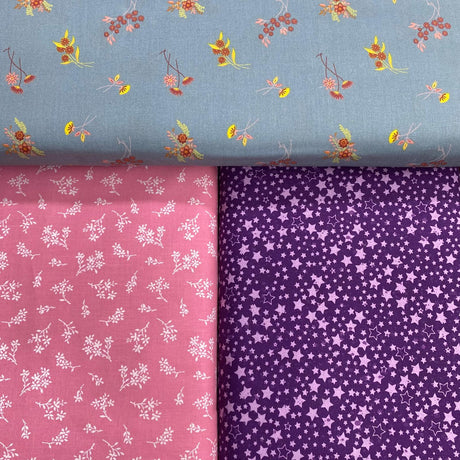 Pound A Metre 3 Piece Bundle Digitally Printed 100% Cotton- 45" Wide (Flower Patch)