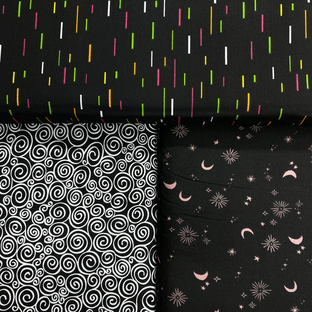 Pound A Metre 3 Piece Bundle Digitally Printed 100% Cotton- 45" Wide (Midnight)