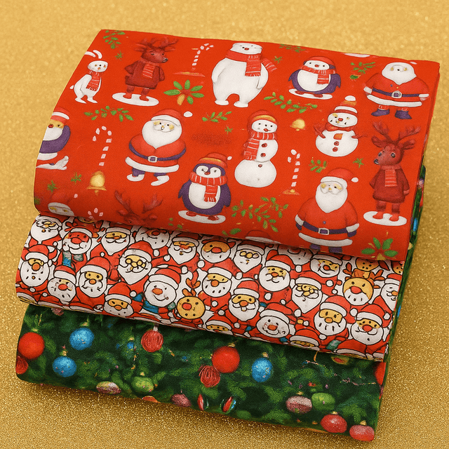 Pound A Metre 3 Piece Bundle Digitally Printed Christmas 100% Cotton- 45" Wide (Christmas Bundle)