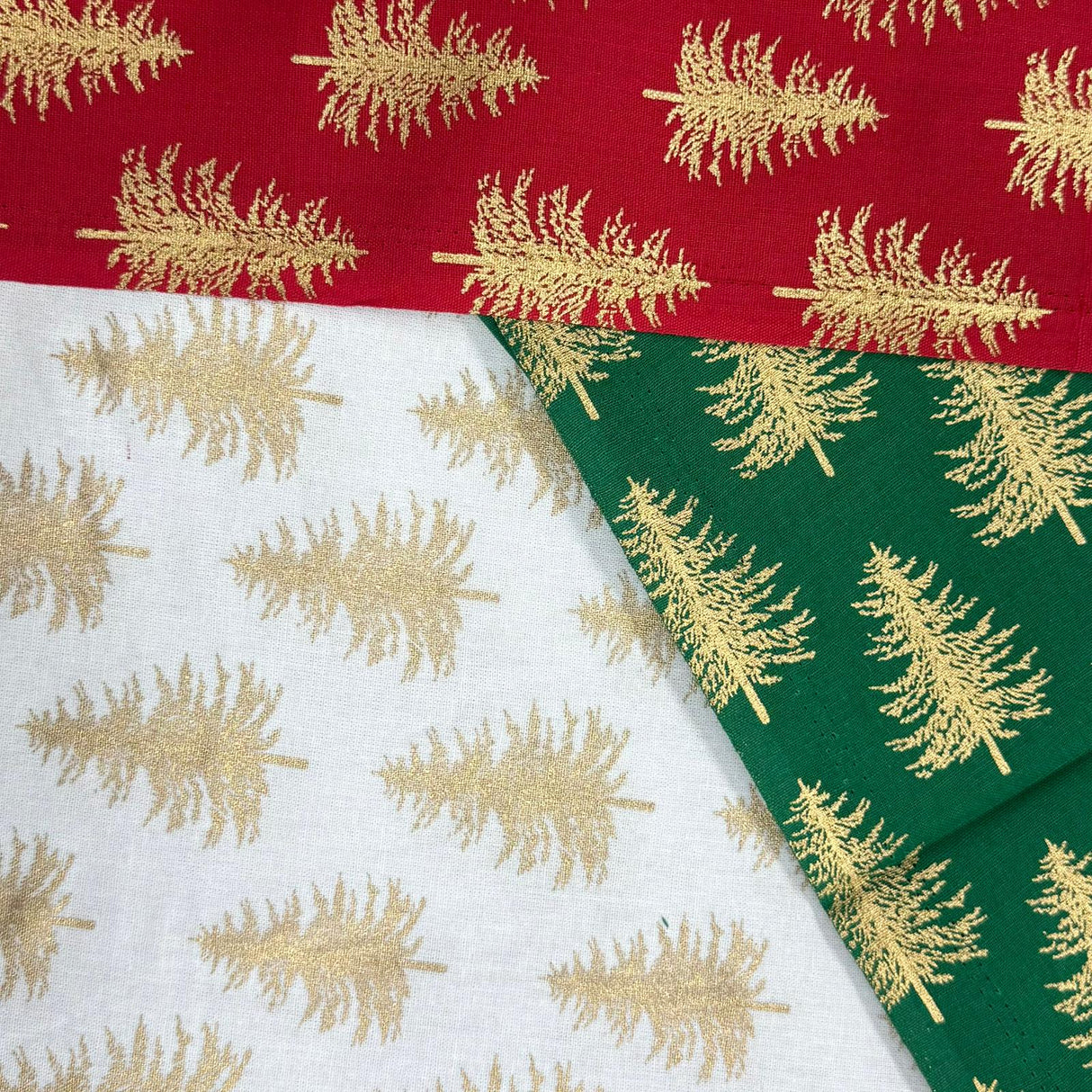 Pound A Metre 3 Piece Bundle Digitally Printed Gold Foil Christmas 100% Cotton- 45" Wide (Christmas Tree Bundle)