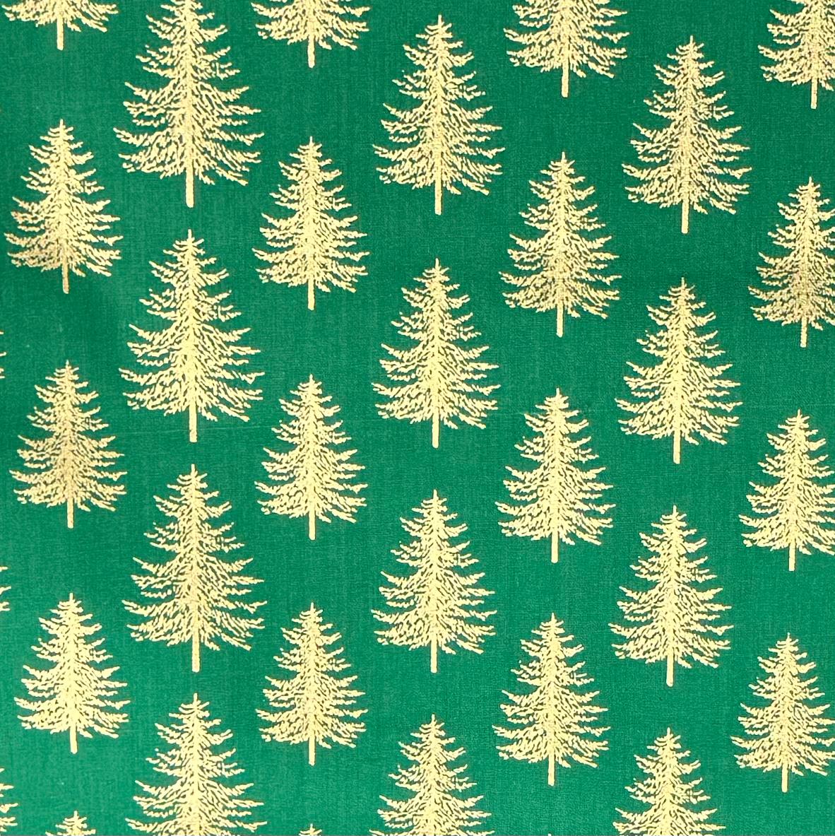 Pound A Metre 3 Piece Bundle Digitally Printed Gold Foil Christmas 100% Cotton- 45" Wide (Christmas Tree Bundle)