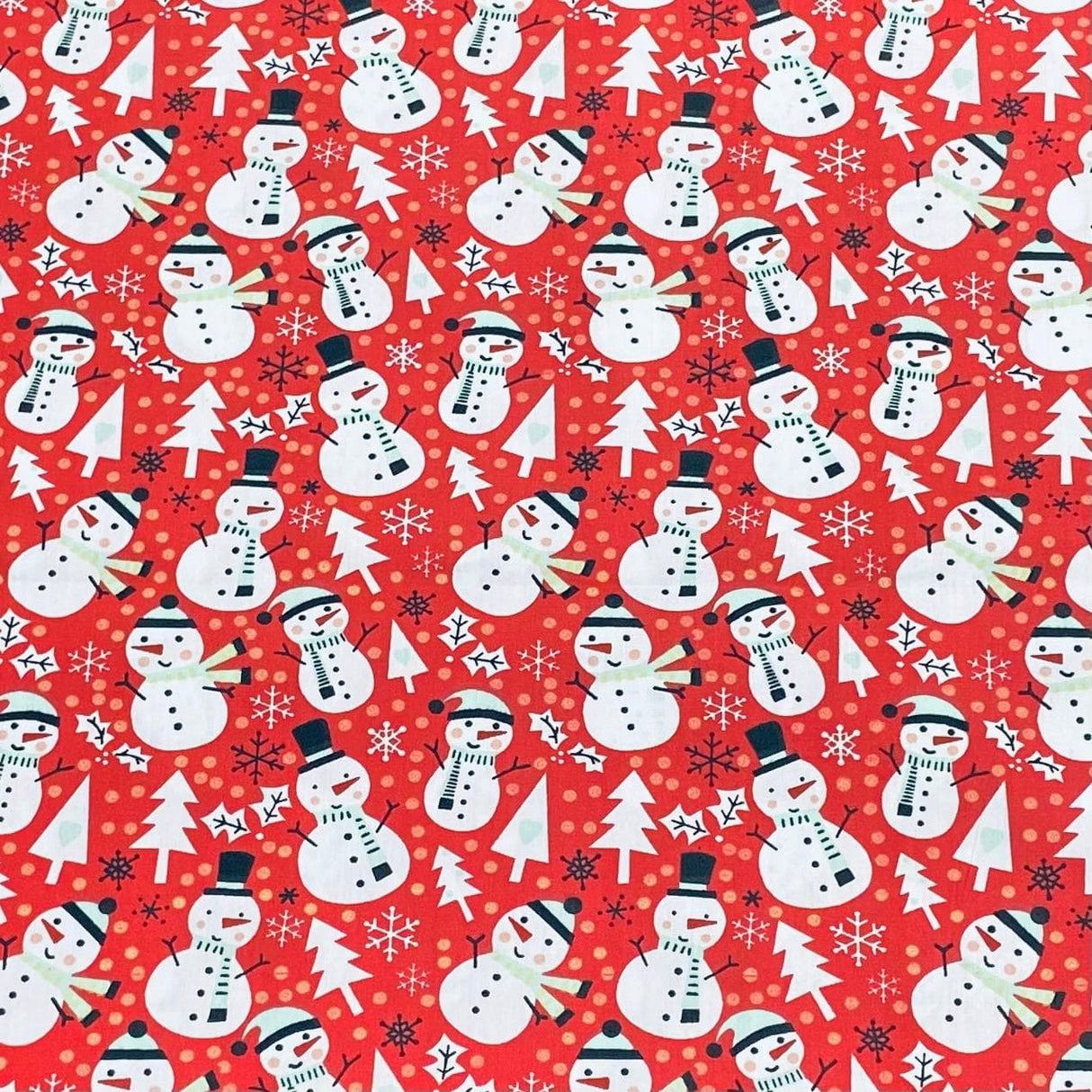 Pound A Metre 3 Pieces Bundle Super Soft Christmas Print Poplin Cotton - 45" Wide (Snowman Bundle)