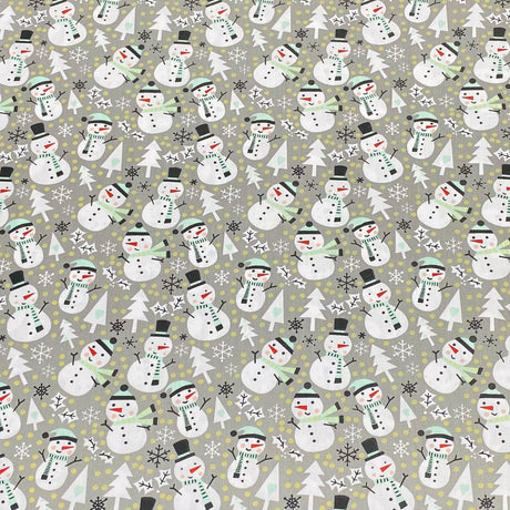 Pound A Metre 3 Pieces Bundle Super Soft Christmas Print Poplin Cotton - 45" Wide (Snowman Bundle)