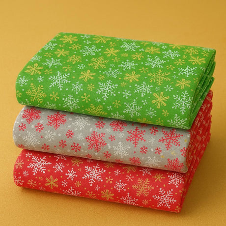 Pound A Metre 3 Pieces Bundle Super Soft Christmas Print Poplin Cotton - 45" Wide (Stars Bundle)