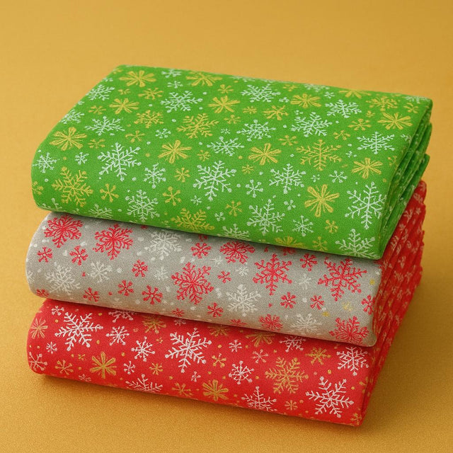 Pound A Metre 3 Pieces Bundle Super Soft Christmas Print Poplin Cotton - 45" Wide (Stars Bundle)