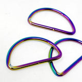 Pound A Metre Rainbow / Pack Of 2 38/40mm Metal D-Rings For Bags- 5 Colours- Pack Of 2