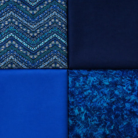 Pound A Metre 4 Fat Quarters 4 Piece Fat Quarter Bundle- 100% Cotton (Blue Moods)