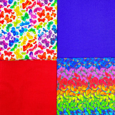 Pound A Metre 4 Fat Quarters 4 Piece Fat Quarter Bundle- 100% Cotton (Butterfly)