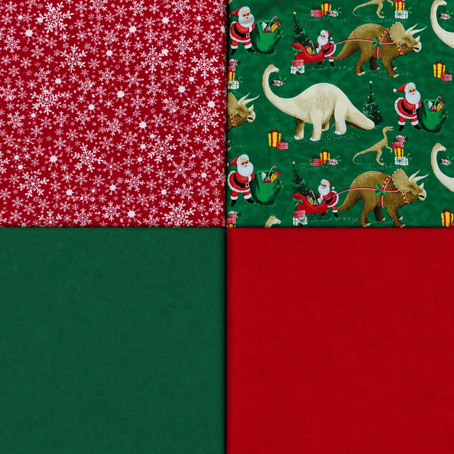 Pound A Metre 4 Fat Quarters 4 Piece Fat Quarter Bundle- 100% Cotton (Festive)