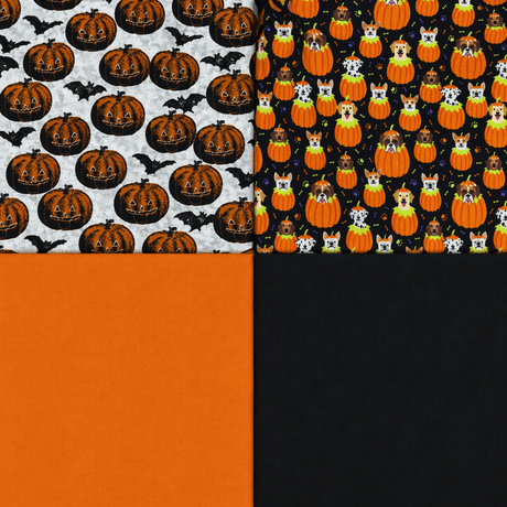 Pound A Metre 4 Fat Quarters 4 Piece Fat Quarter Bundle- 100% Cotton (Halloween)