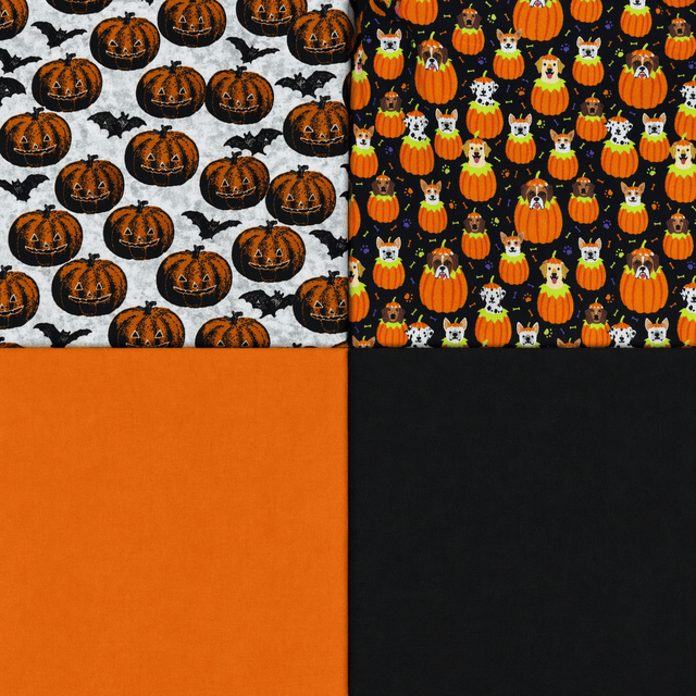 Pound A Metre 4 Fat Quarters 4 Piece Fat Quarter Bundle- 100% Cotton (Halloween)