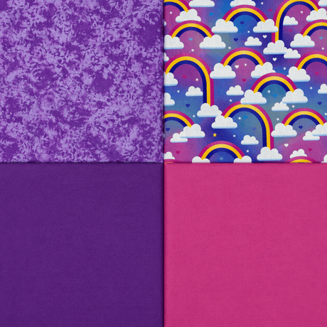 Pound A Metre 4 Fat Quarters 4 Piece Fat Quarter Bundle- 100% Cotton (Rainbows)