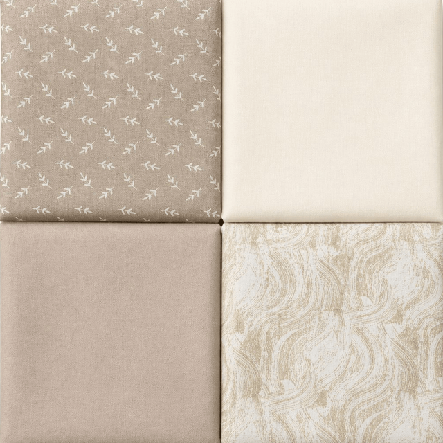 Pound A Metre 4 Fat Quarters 4 Piece Fat Quarter Bundle- 100% Cotton (Soft Stone)