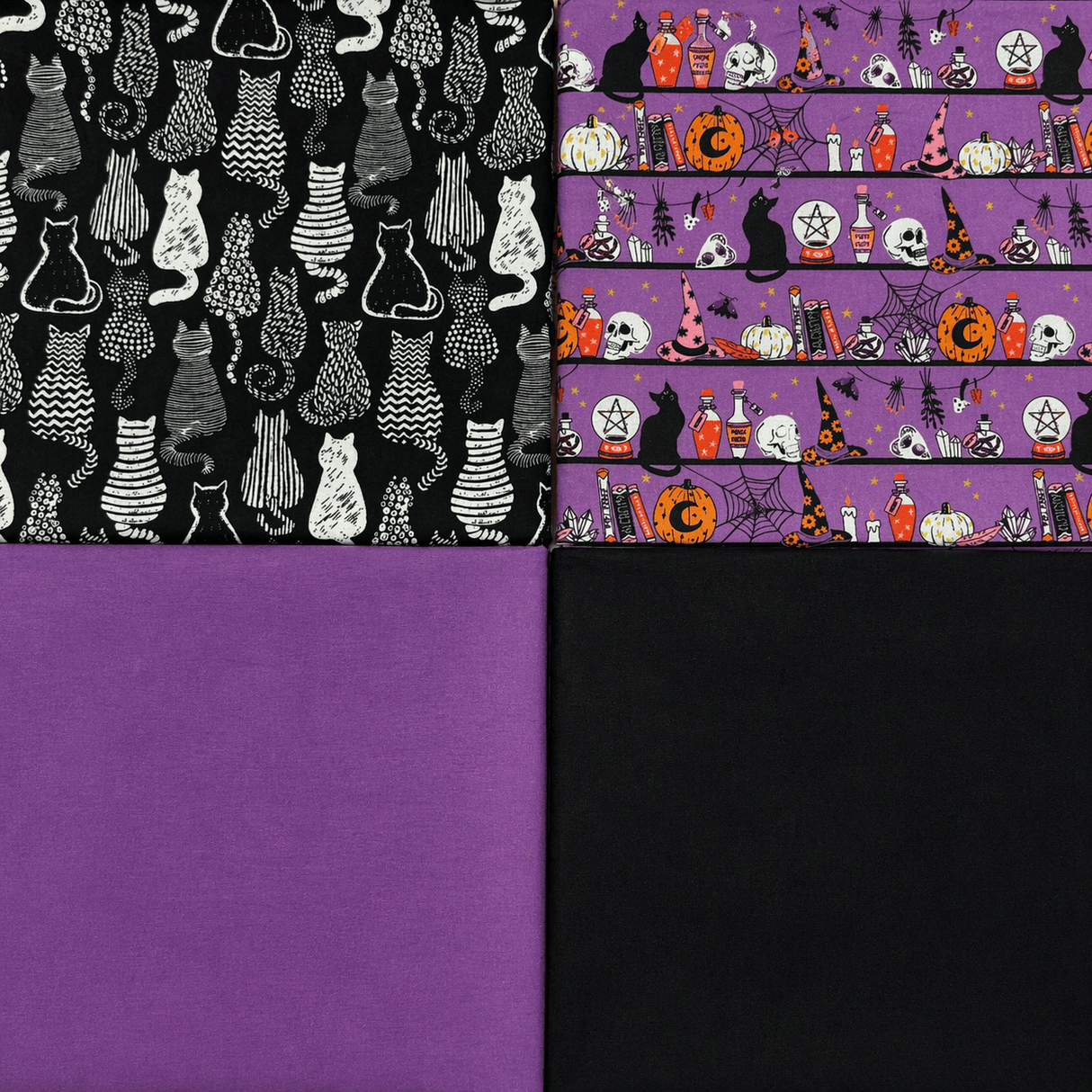 Pound A Metre 4 Fat Quarters 4 Piece Fat Quarter Bundle- 100% Cotton (Spooky)