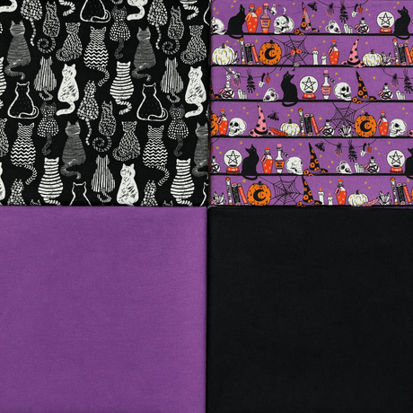 Pound A Metre 4 Fat Quarters 4 Piece Fat Quarter Bundle- 100% Cotton (Spooky)