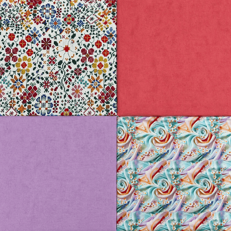 Pound A Metre 4 Fat Quarters 4 Piece Fat Quarter Bundle- 100% Cotton (Spring Tapestry)