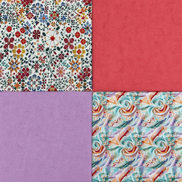 Pound A Metre 4 Fat Quarters 4 Piece Fat Quarter Bundle- 100% Cotton (Spring Tapestry)