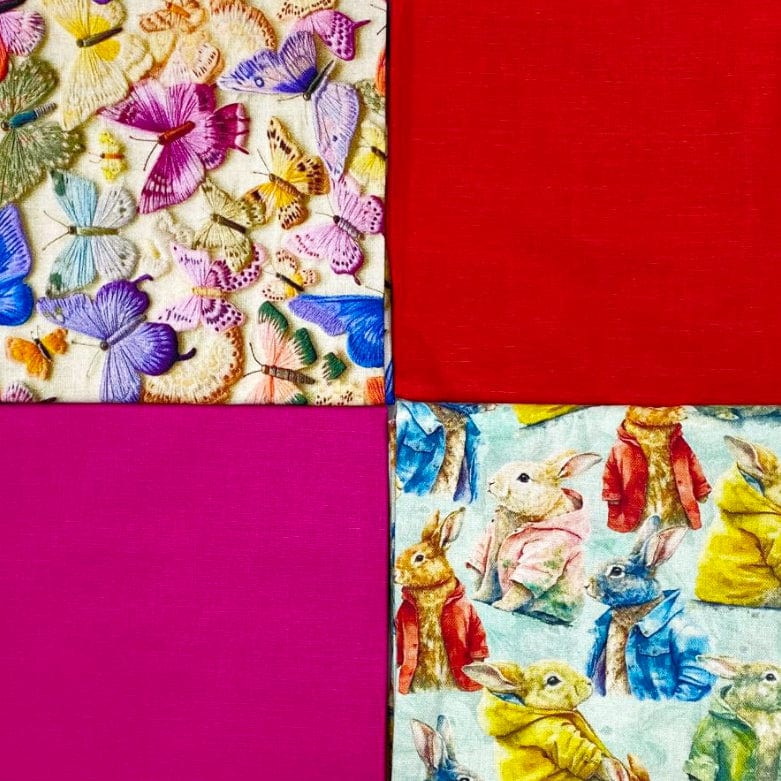 Pound A Metre 4 Fat Quarters 4 Piece Fat Quarter Bundle- 100% Cotton (Whimsical Animals)